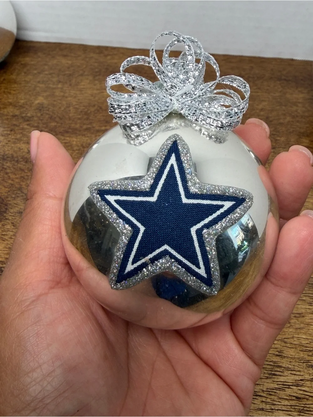 Dallas Cowboys NFL Christmas Ornaments Set of 3 Silver Ball Star Logo 3” Holiday